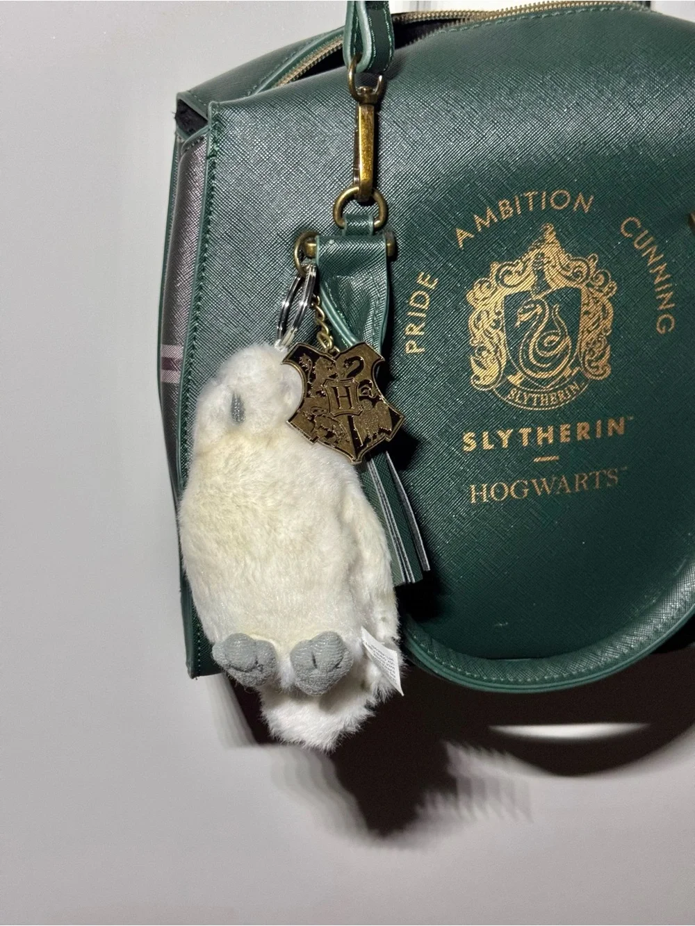 Bioworld Harry Potter Slytherin Hogwarts Green Satchel Bag w/ Plush Owl Charm